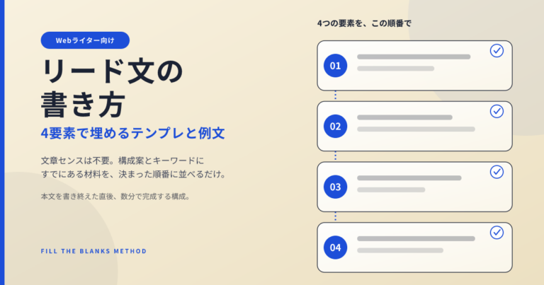 Webライターのリード文の書き方｜4要素で埋めるテンプレと例文
